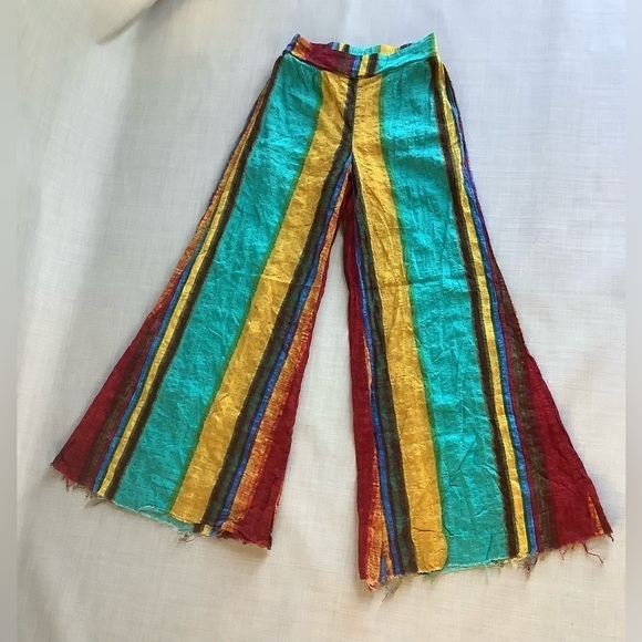 Cider Pants - XS cider wide leg lined boho pants striped bold multicolor fun lightweight
